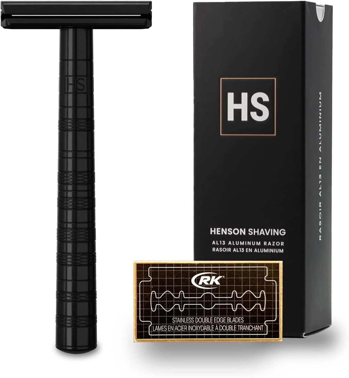 正規品|メーカー付 HENSON SHAVING AL13 シェーバー MEDIUM JET BLACK 替刃5枚付 深剃りモデル 耐久性が高く 深剃りしたい方におすすめ
