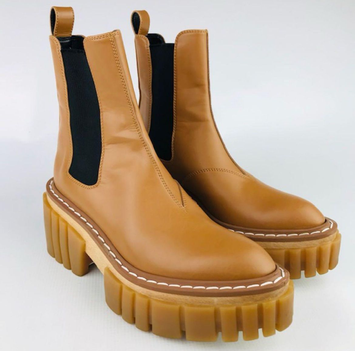 2 STELLA McCARTNEY ステラマッカートニー エミリー レディース レザー サイドゴア オーバーサイズ プラットフォームソール ショートブーツ 36.5 イタリア製 レディースブーツ ブーツ 秋冬物 カジュアル 靴