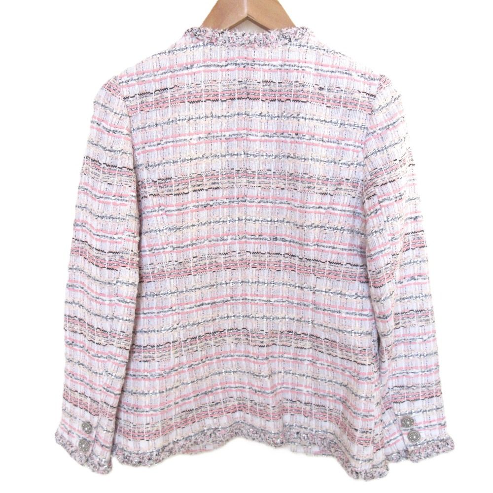 超話題新作 24SS 美品 Rene ツイード ノーカラー マリアケント生地 ルネ ジャケット・アウター