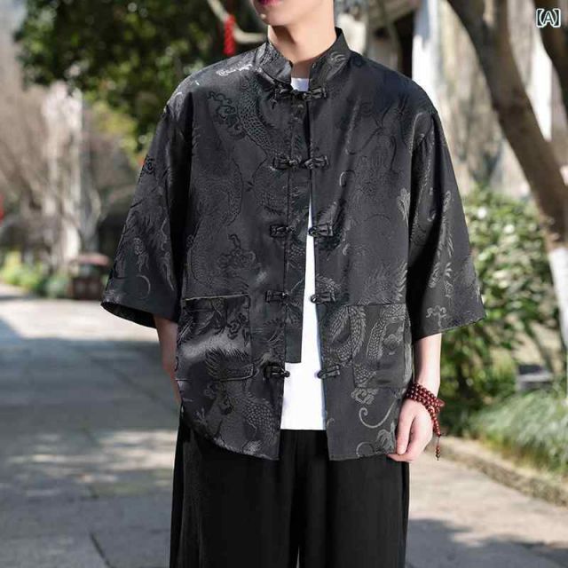[サイズL]メンズ ファッション 服 男性用 オシャレ シンプル 大人 かっこいい ストリート 夏 プリント シャツ 半袖 大きいサイズ 七分袖 冷感 トップス 