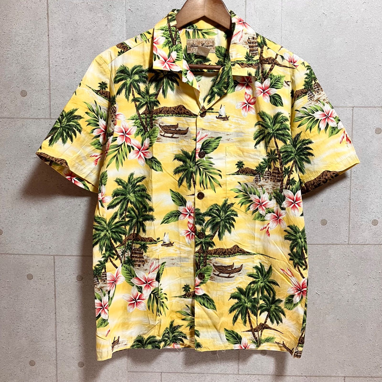 patagonia アロハシャツ S ブルーx イエロー Men's L イエロー系 Patagonia ( パタゴニア ) パタロハ シャツ