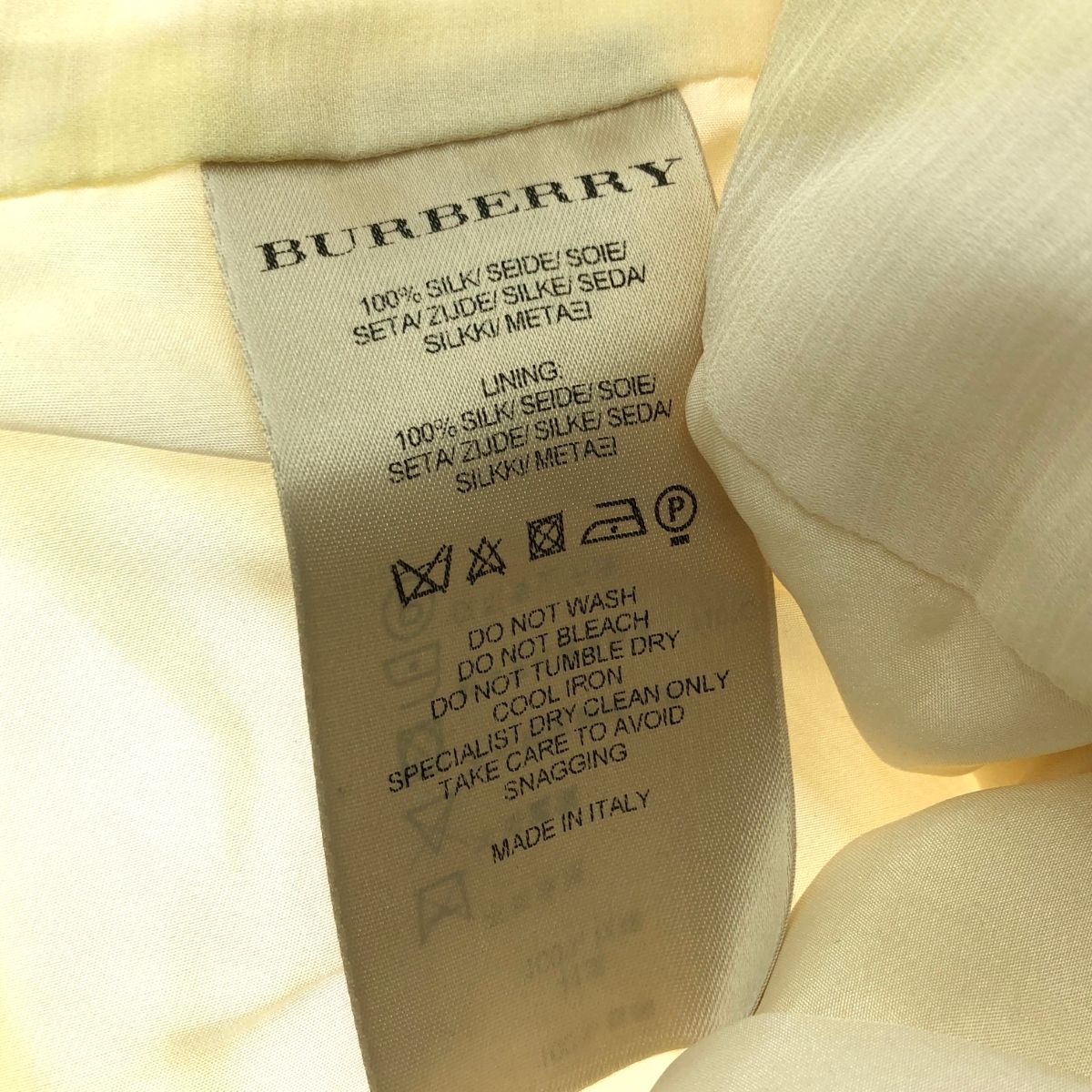新生活応援!大特価? BURBERRY LONDON バーバリーロンドン シルクプリーツ巻きスカート サイズ US10 シルク100％ イエロー レディース 241005006896