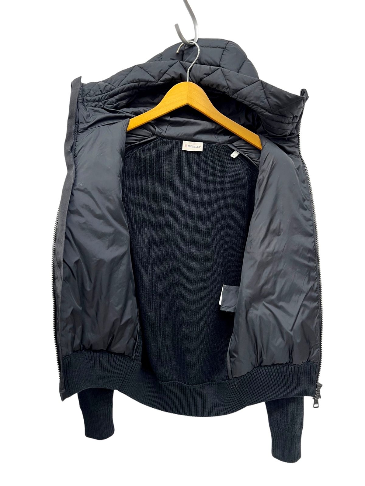 たぬ MONCLER (モンクレール) ダウンジャケット ニット×ナイロン切り替え