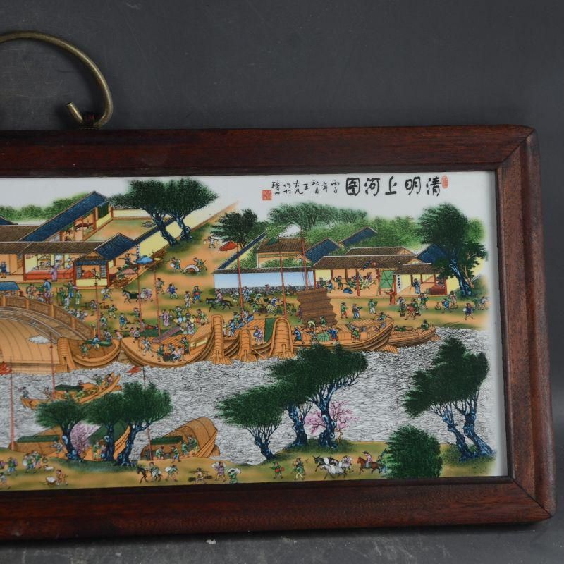 景徳鎮 陶板画清明上河図 応接間 書斎 懸掛 装飾品 現代工芸品 美術品 置物 景徳鎮 陶板画清明上河図 応接間 書斎 懸掛 装飾品 現代工芸品