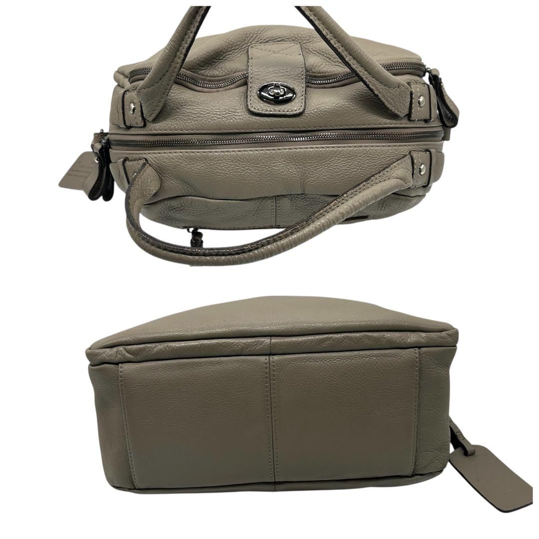 良品 1328 ヘイニ ロシェ ハンドバッグ 2way シボ革 グレージュ