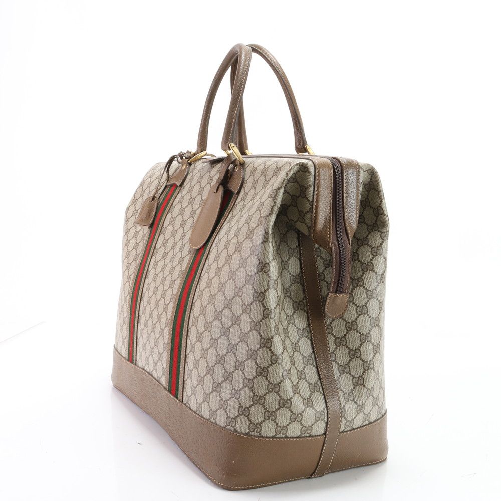 GUCCI グッチ GGスプリーム シェリーライン 大容量 ボストンバッグ 旅行 オールドグッチ 鍵付きボストンバッグ シェリーライン GG