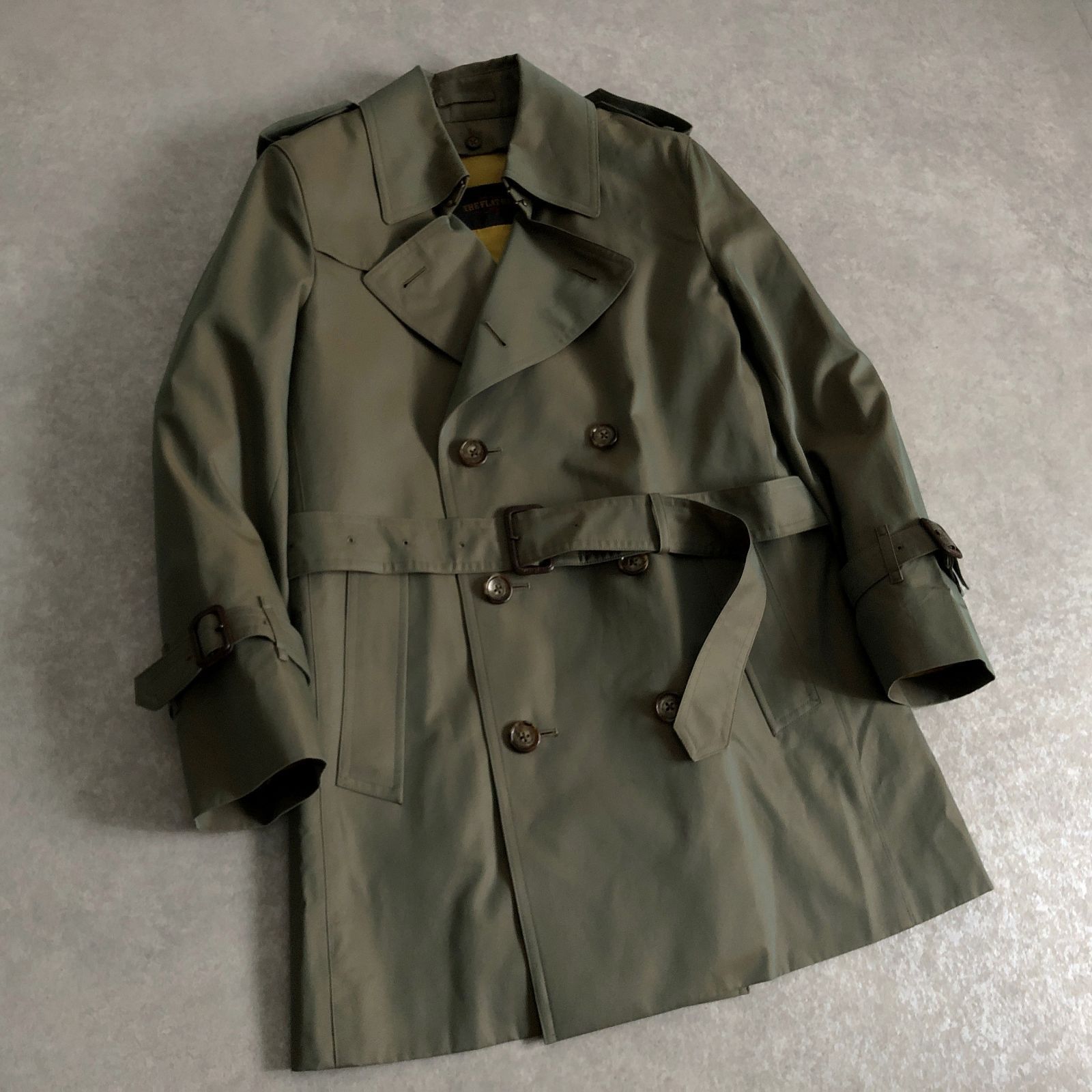 FLAT HEAD トレンチコート 極美品 定価11万 THE FLAT HEAD 玉虫色 トレンチ コート ミドル