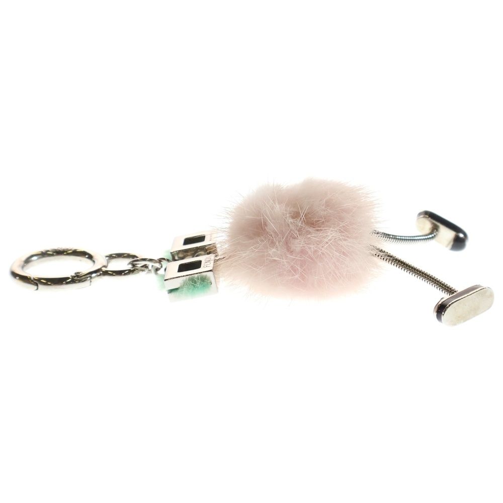 FENDI フェンディ ミンクファー キーホルダー バッグチャーム キーリング ピンク×シルバー
