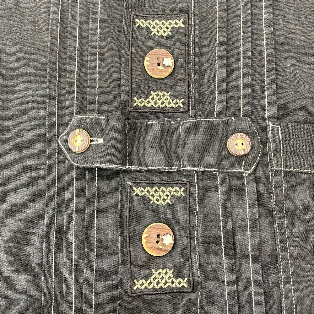 Alphorn チロリアン シャツ ロングスリーブ 長袖 刺繍 サイズ：40 後染め ブラック