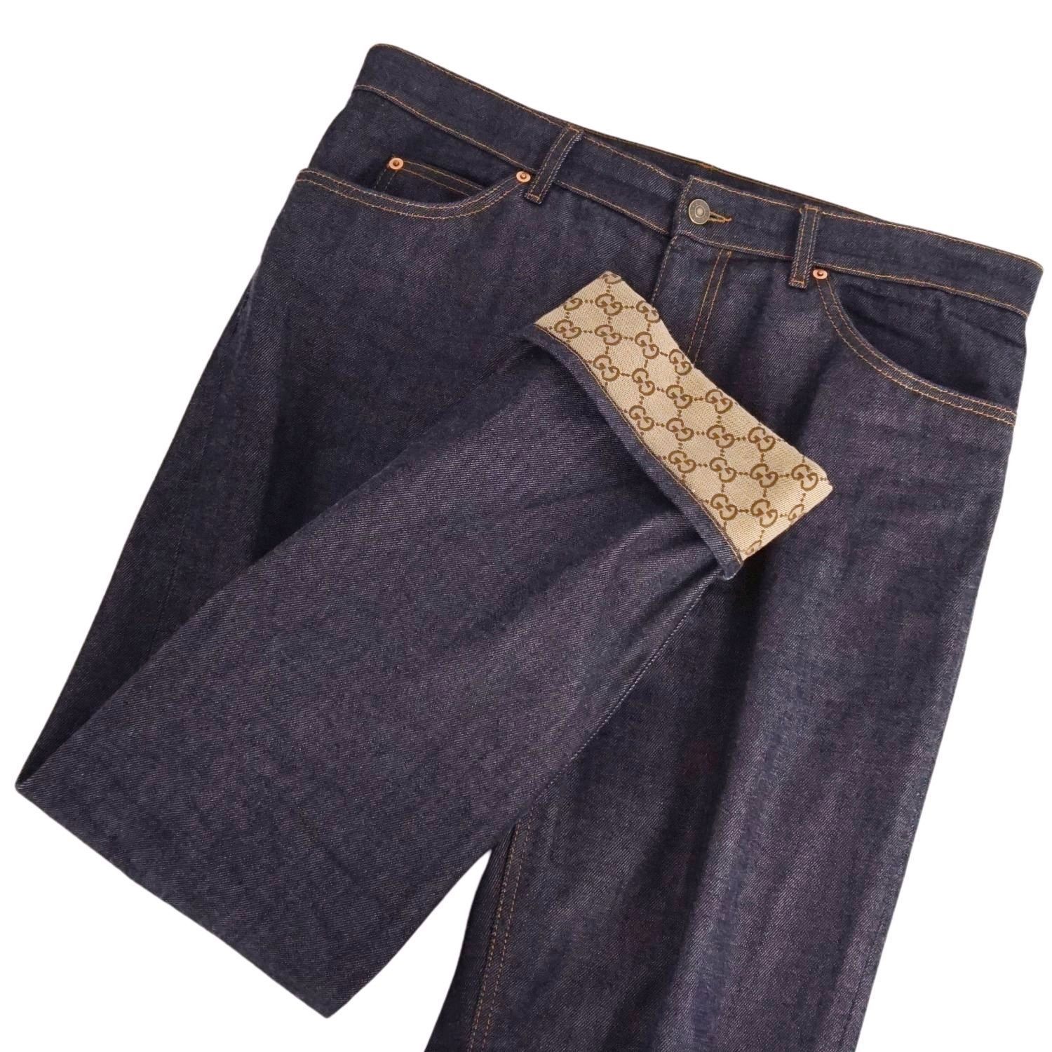 極美品 グッチ GUCCI デニムパンツ ジーンズ ロールアップ GGロゴ コッ 