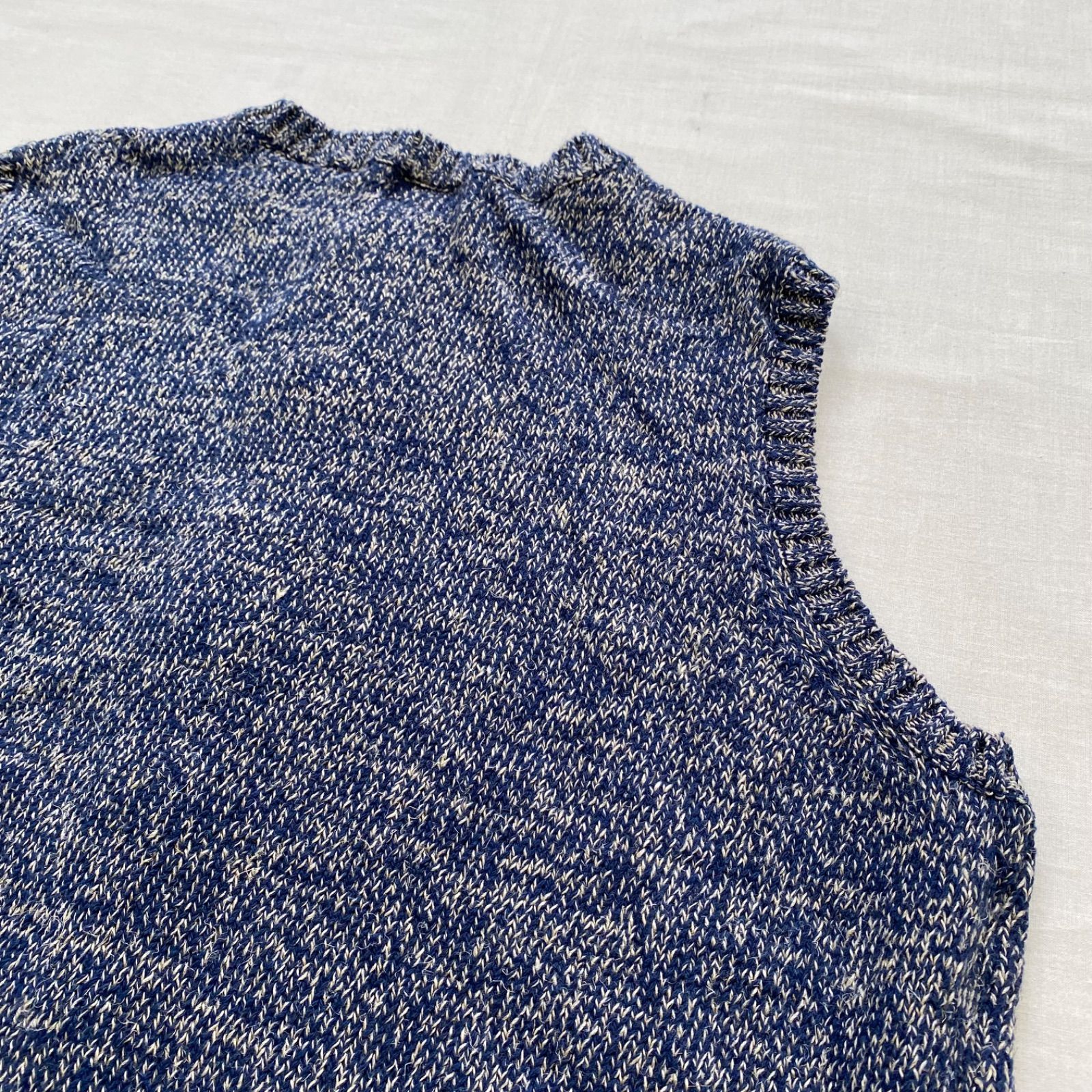 Papas パパス ニットベスト リネン 麻 コットン 綿 ネイビー L - メルカリ