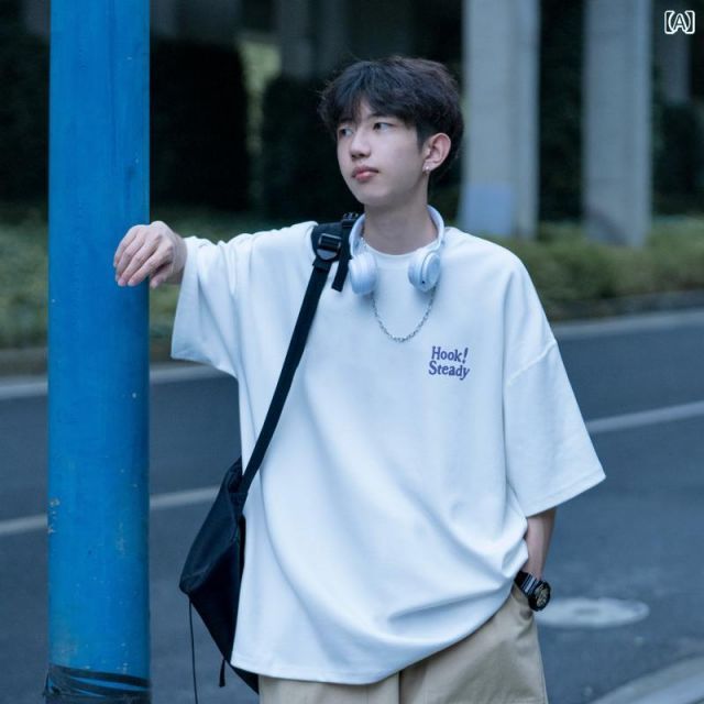 [L] メンズ ファッション 服 男性用 オシャレ シンプル 大人 かっこいい 大きいサイズ ストリート 紳士服 ネイビーブルー コットン T シャツ 半袖 夏 シンプル トップス アメリカンヘビー ラウ