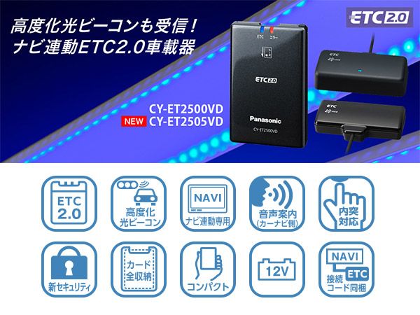 PanasonicパナソニックCY-ET2505VDナビ連動ETC2.0車載器アンテナ部ダッシュボード置きタイプ高度化光ビーコン対応