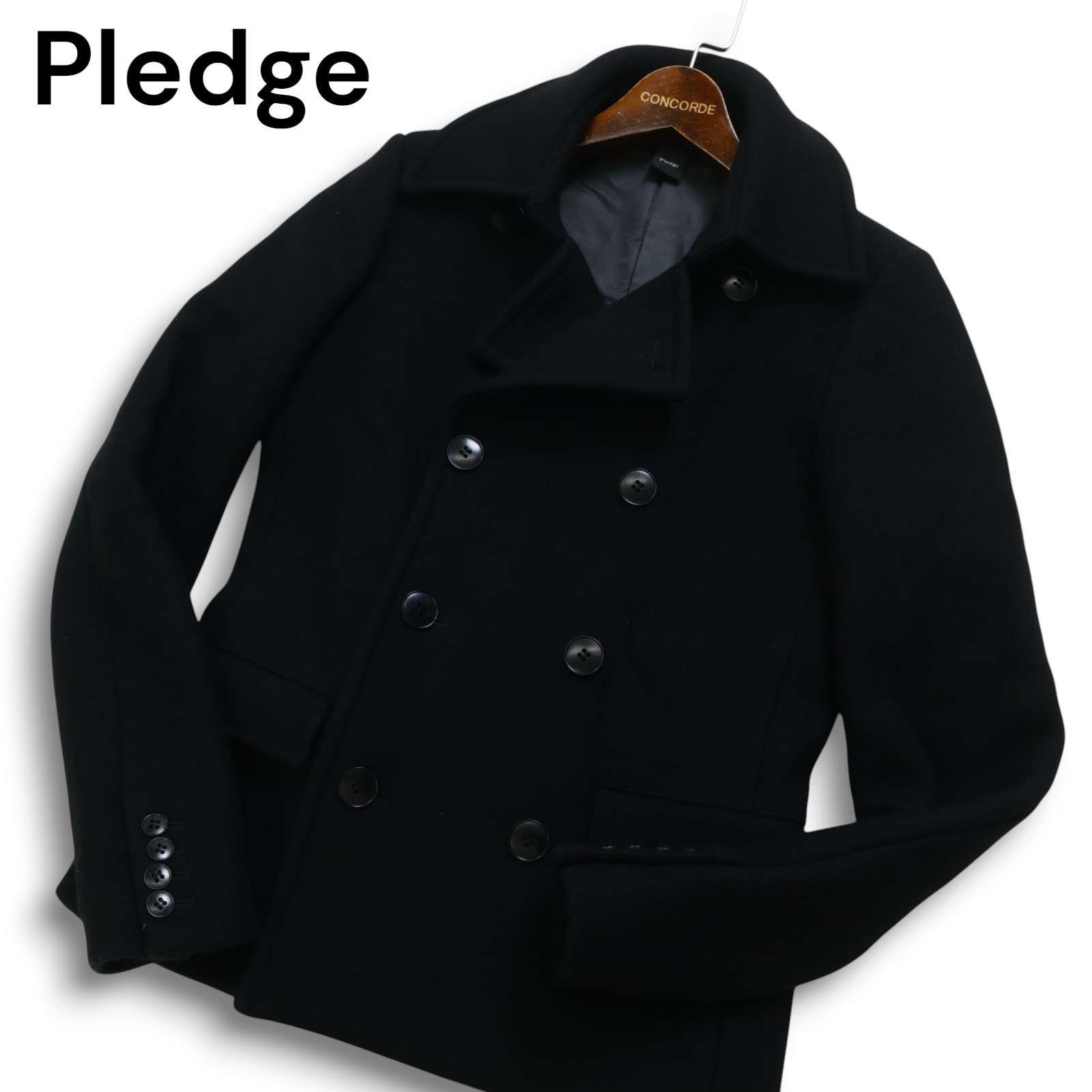 pledge プレッジ　ピーコート サイズ48 黒 Pledge プレッジ 秋冬 ウール☆ ピーコート Pコート Sz.48