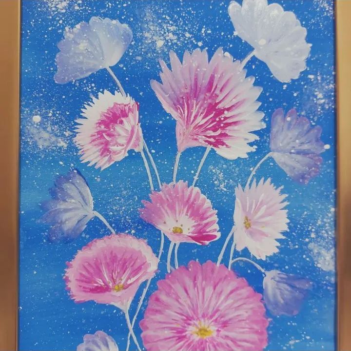 幻の花 絵画 アクリル画 花の絵 A4サイズ フレーム入り 原画
