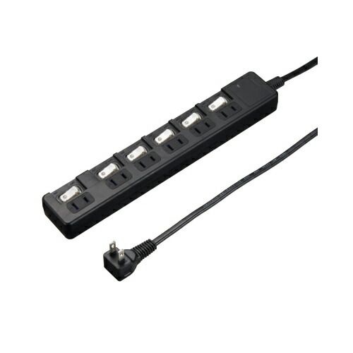 【5個セット】 YAZAWA 雷ガード付6個口節電タップ3mブラックH8KS663BKX5