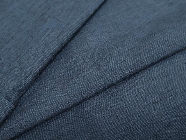 平和屋着物○男性 紬 アンサンブル 長羽織 鉄紺色 正絹 逸品