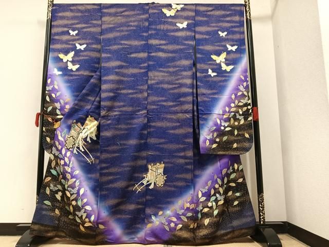 平和屋着物□豪華振袖 御所車舞蝶文 暈し染め 金銀彩 正絹 逸品