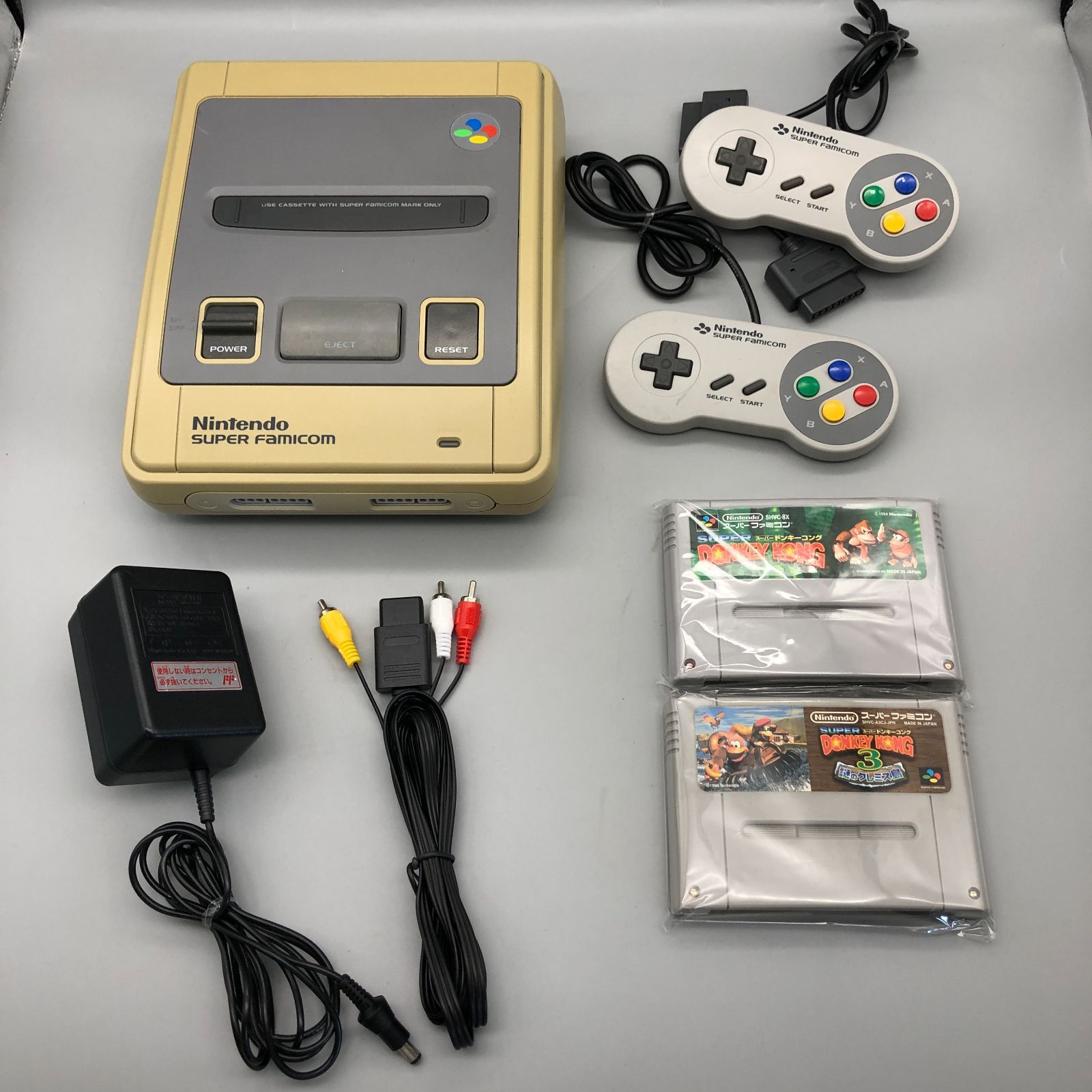 スーパーファミコン本体　カセット付き　ドンキーコング　他 任天堂 スーパーファミコン 本体 すぐ遊べるセット ソフト付