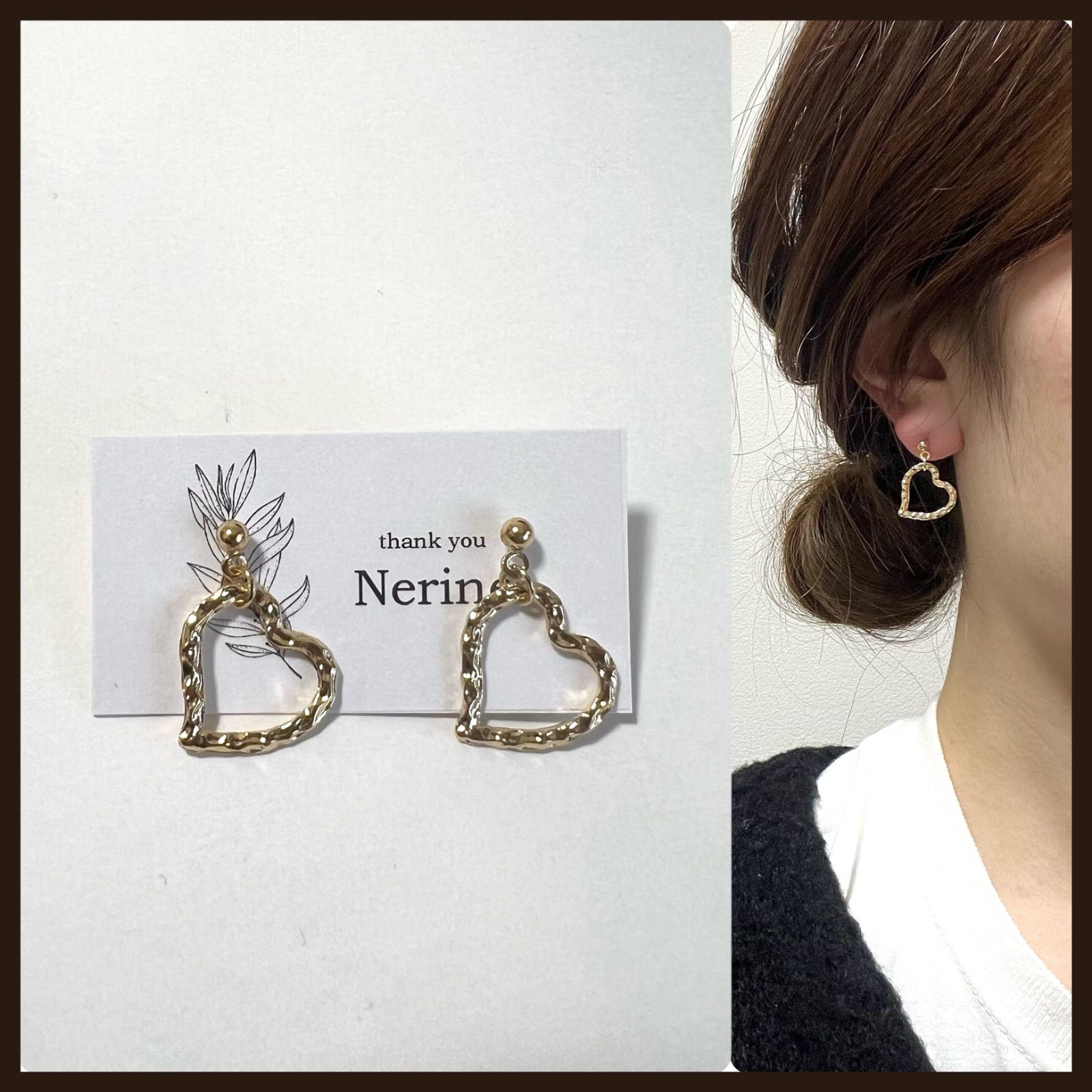 ハート ミニ ハンドメイド ピアス イヤリング - メルカリ