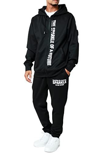 Size 5L_Color ブラック ソレイルドール ジャージ メンズ 上下 上下セット ロゴ プリント セットアップ M-5L ルームウェア 部屋着 5L ブラック