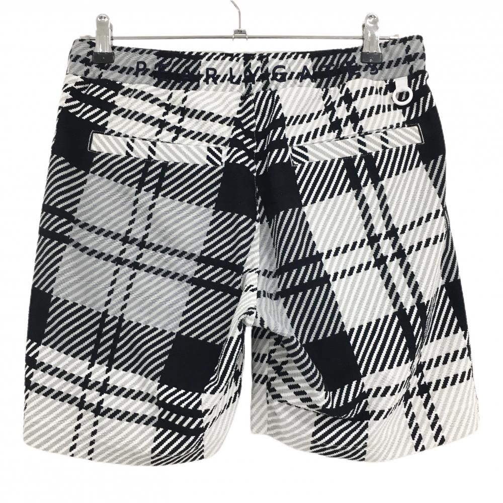 超 パーリーゲイツ ハーフパンツ 黒×白 チェック織生地 メンズ 4 M ゴルフウェア モデル PEARLY GATES