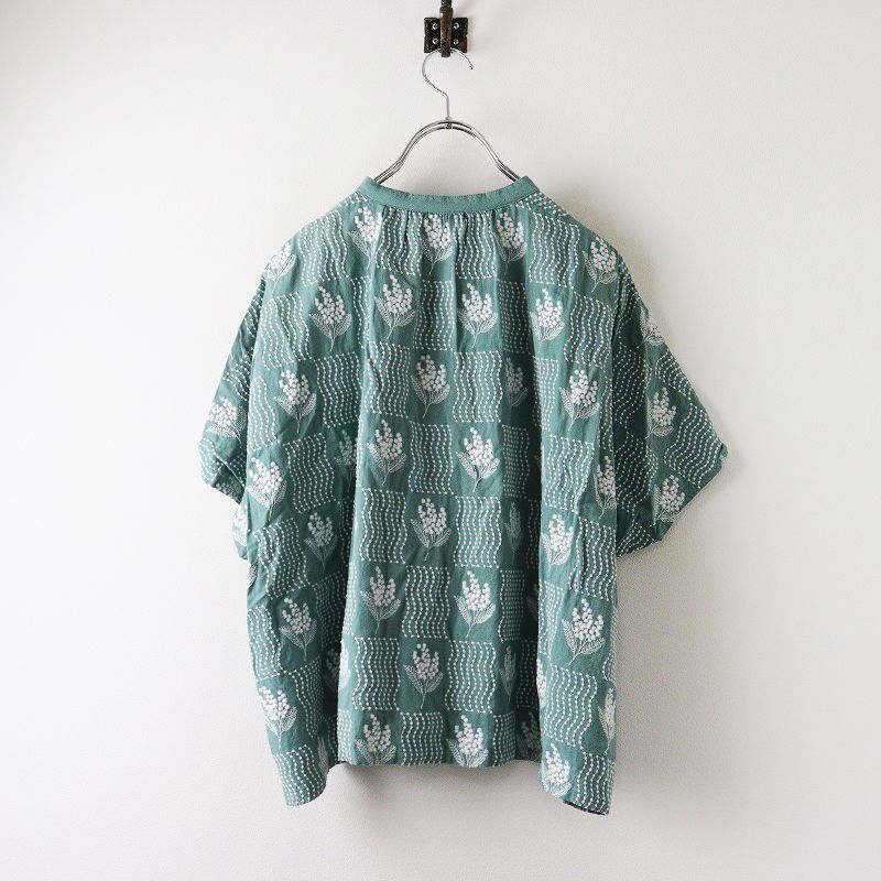 2025 SS マーブルシュッド marble SUD Mimosa Wave シャツ｜ミントグリーン 刺繍 ブラウス コットン フレンチスリーブ