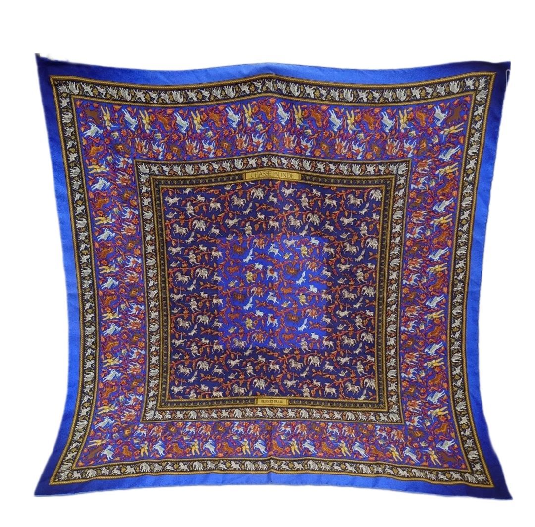 HERMES エルメス カレ 90 CHASSE EN INDE インドの狩猟 シルク