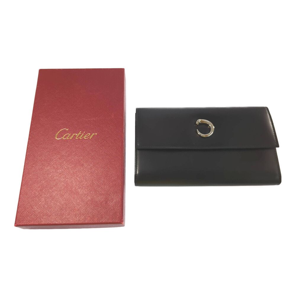 Cartier パンテール ブラックレザー 長財布 Cartier カルティエ パンテール・レザー 長財布 2つ折り財布