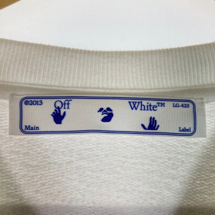 オフホワイト バブルアロー クルーネック スウェット ホワイト sizeS