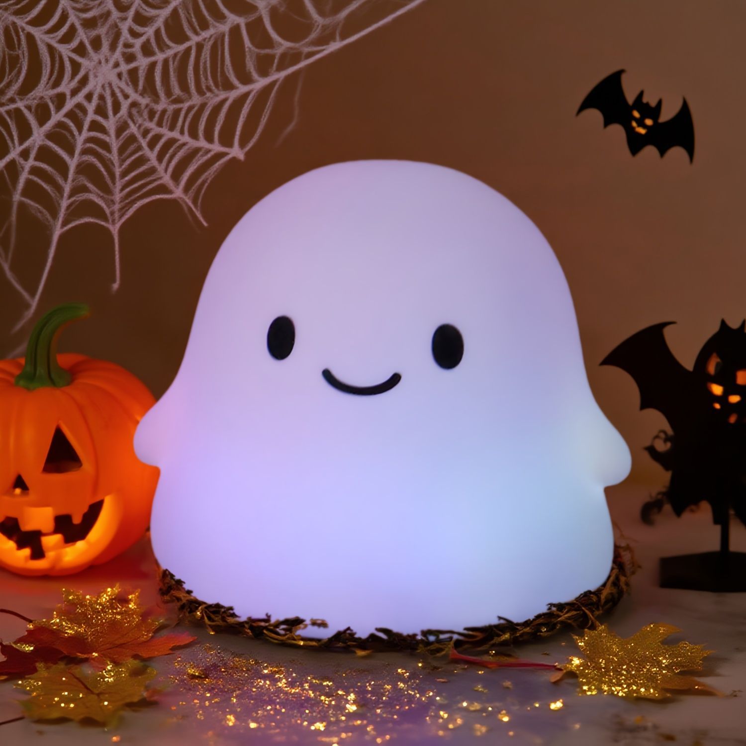 ナイトライト ベッドサイドランプ 卓上ライト オブジェ 置物 オバケ ゴースト ホワイト カラフル 2 間接照明 インテリア 寝室 授乳ライト テーブルライト テーブルランプ オシャレ ギフト プレゼント 誕生日 贈り物 ハロウィン装飾