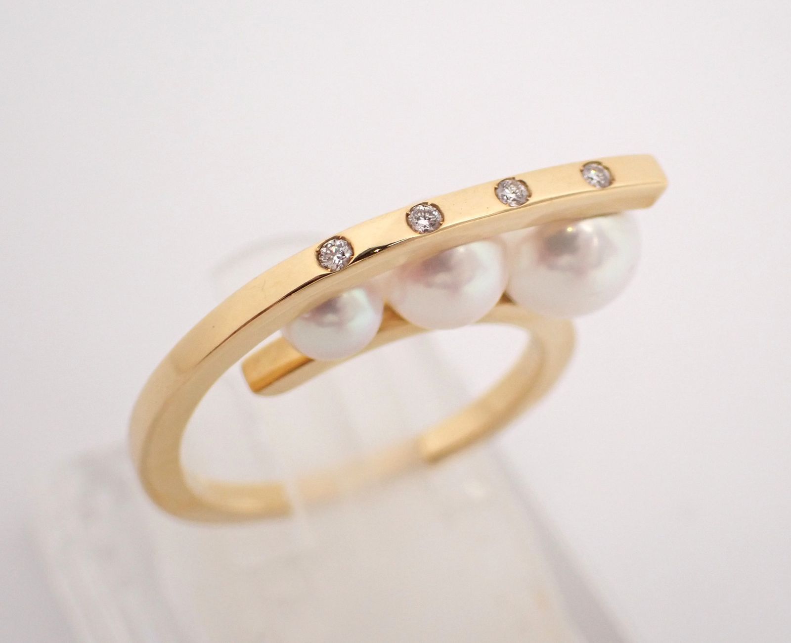 美品 田崎(タサキ) アファインバランスパールダイヤリング D0