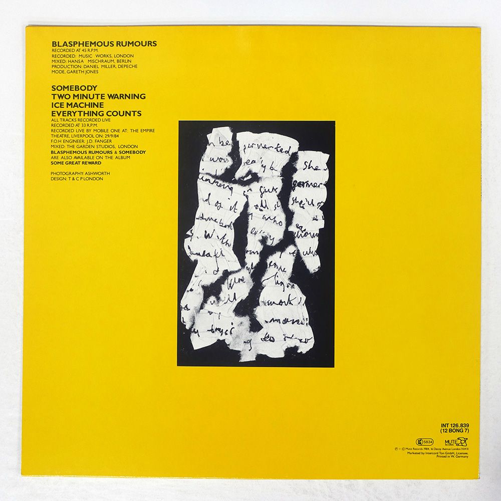 ドイツ盤 DEPECHE MODE RUMOURS MUTE 12