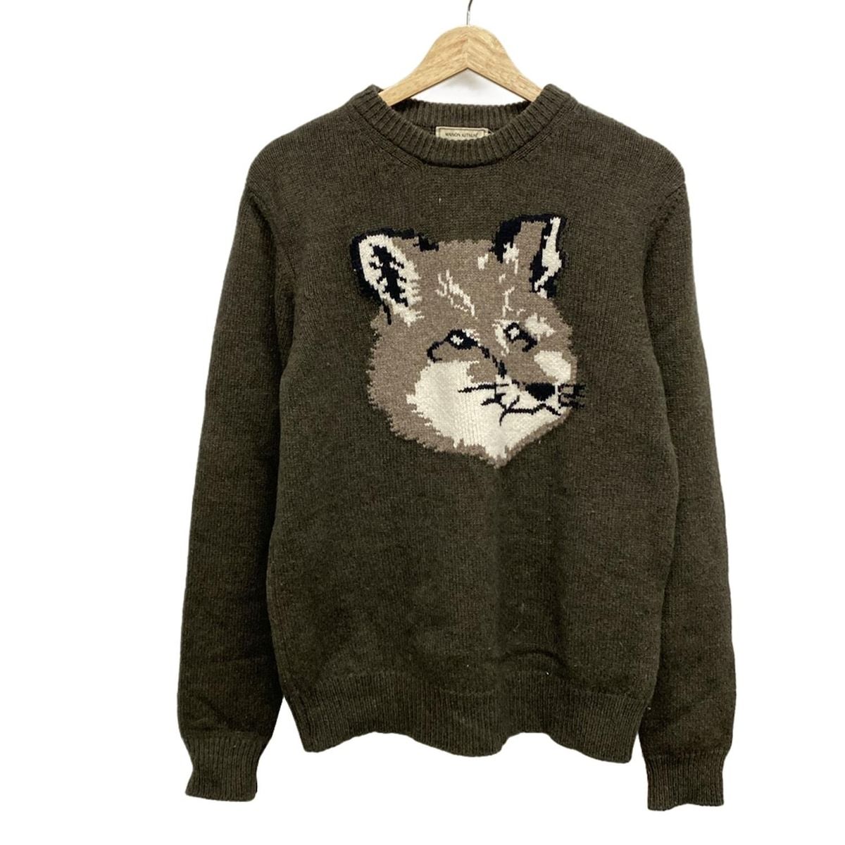 MAISON KITSUNE メゾンキツネ 長袖セーター サイズXS レディース - ダークグレー×グレーベージュ×マルチ クルーネック