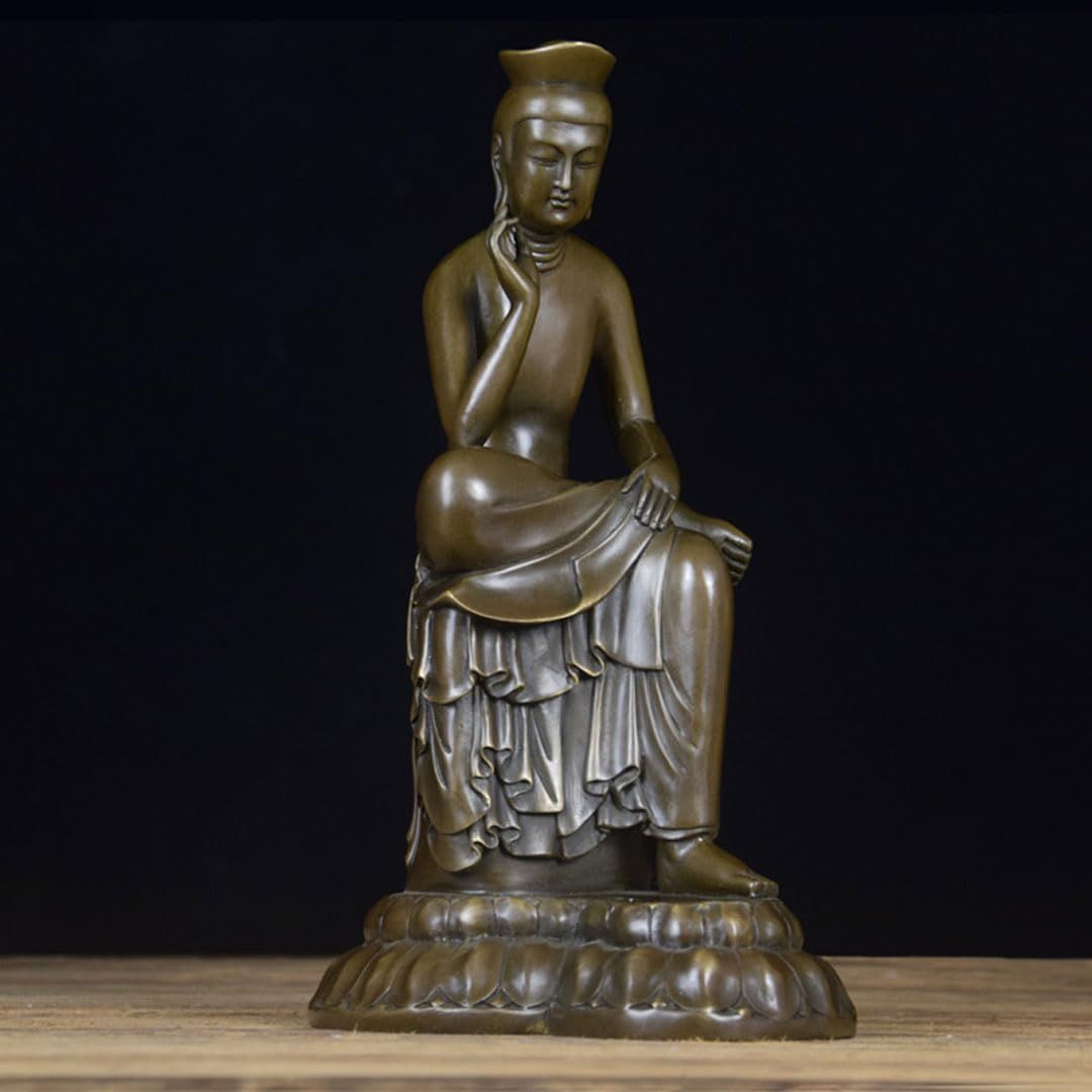 仏像 フィギュア 総高19cm 置物【菩薩】弥勒菩薩半跏像 銅製 仏像 フィギュア 総高19cm 置物【菩薩】弥勒菩薩半跏像 銅製
