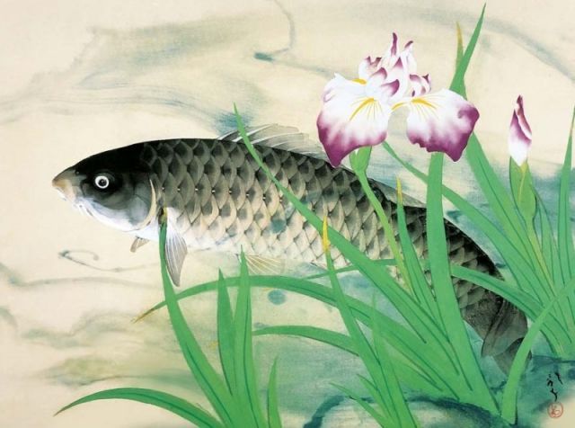 種類1：f4 額絵 川端龍子 五月鯉 f8・f6・f4サイズ 日本の名画