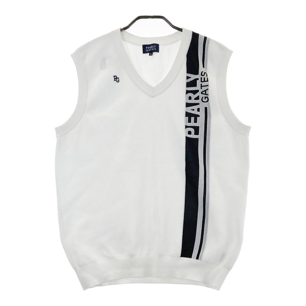 サイズ 6 PEARLY GATES パーリーゲイツ 2025年モデル Vネック ニットベスト ロゴ ホワイト系 240101414116 ゴルフウェア メンズ ストスト