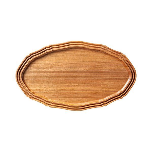 ヤマコー 用美 業務用 国産くるみ彫刻多目的トレイ オーバル型 yamaco15603