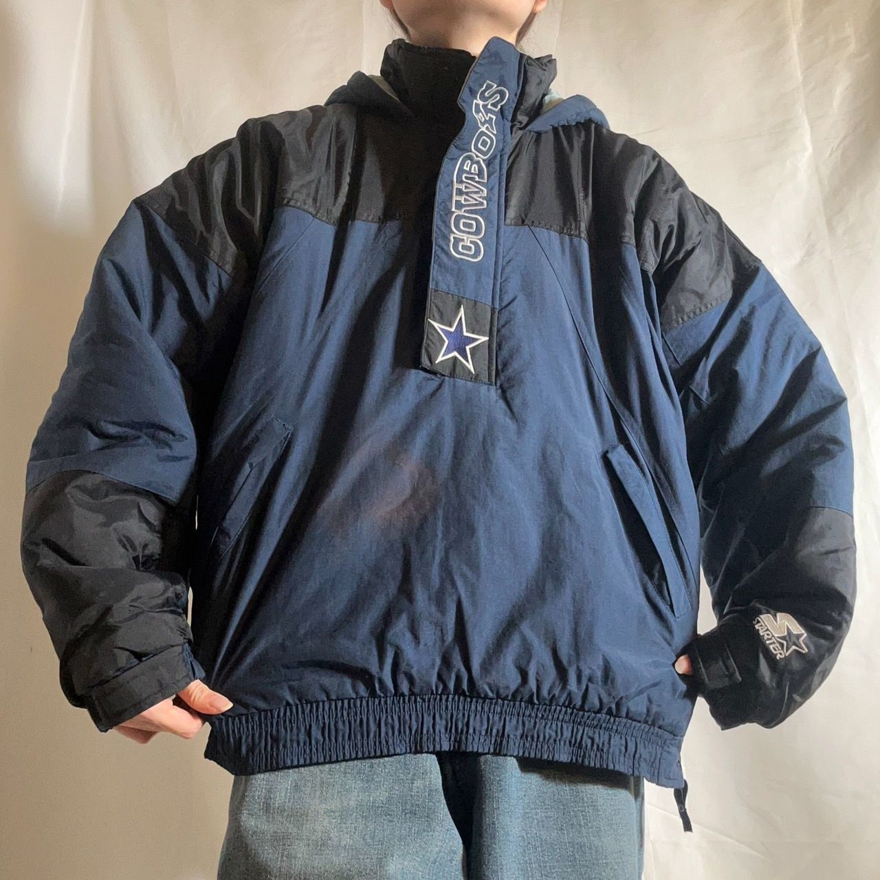 古着 00年代 STARTER スターター プルオーバージャケット ハーフジップ 中綿ジャケット ブルゾン NFL DALLAS COWBOYS  ダラス・カウボーイズ ユース XL メンズM相当 /582 - メルカリ