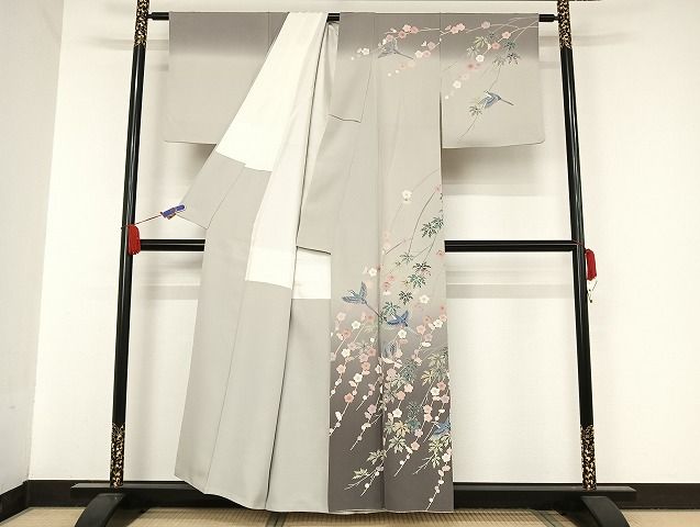 平和屋着物○十日町 加賀草木友禅の第一人者 田村哲彦 訪問着 梅松花鳥