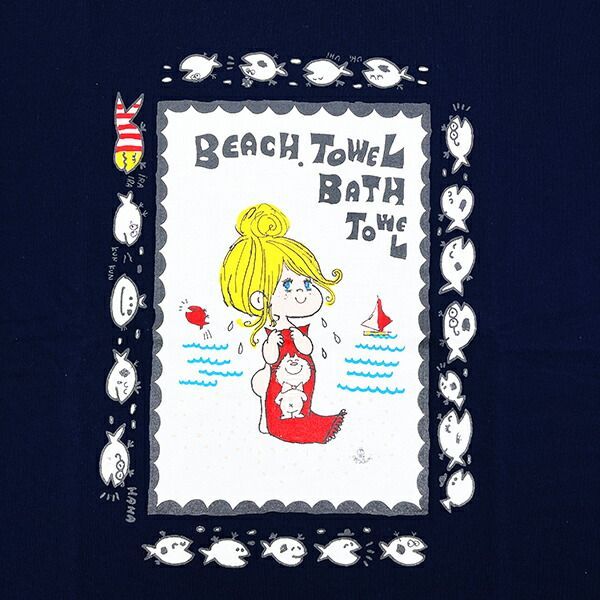 水森亜土 キャプテンサンタ コラボ Tシャツ L ネイビー アパレル