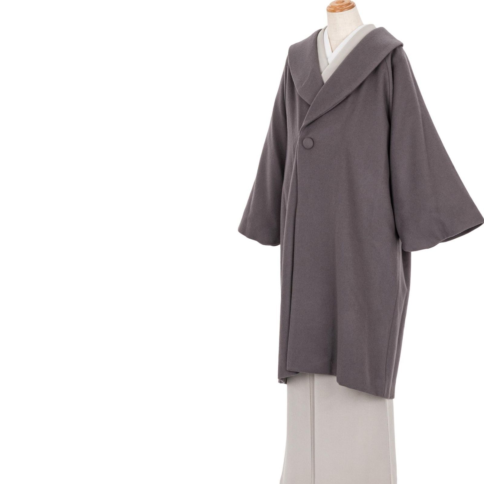 ヘチマ衿 和装コート カシミヤブレンド チャコールブラウン