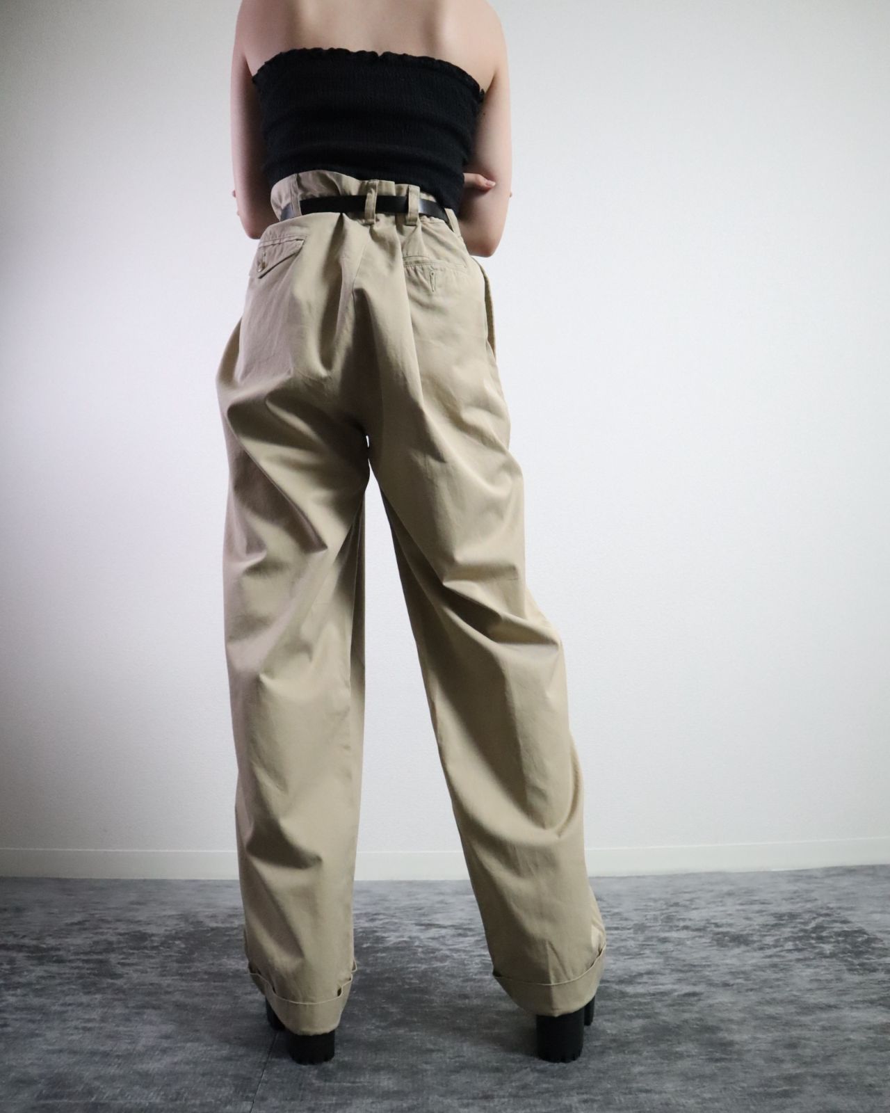 90s ラルフローレン ワイド クラシック 2タック チノパン W38 白系 1990s Polo by Ralph Lauren 2tuck wide classic chino pants 90