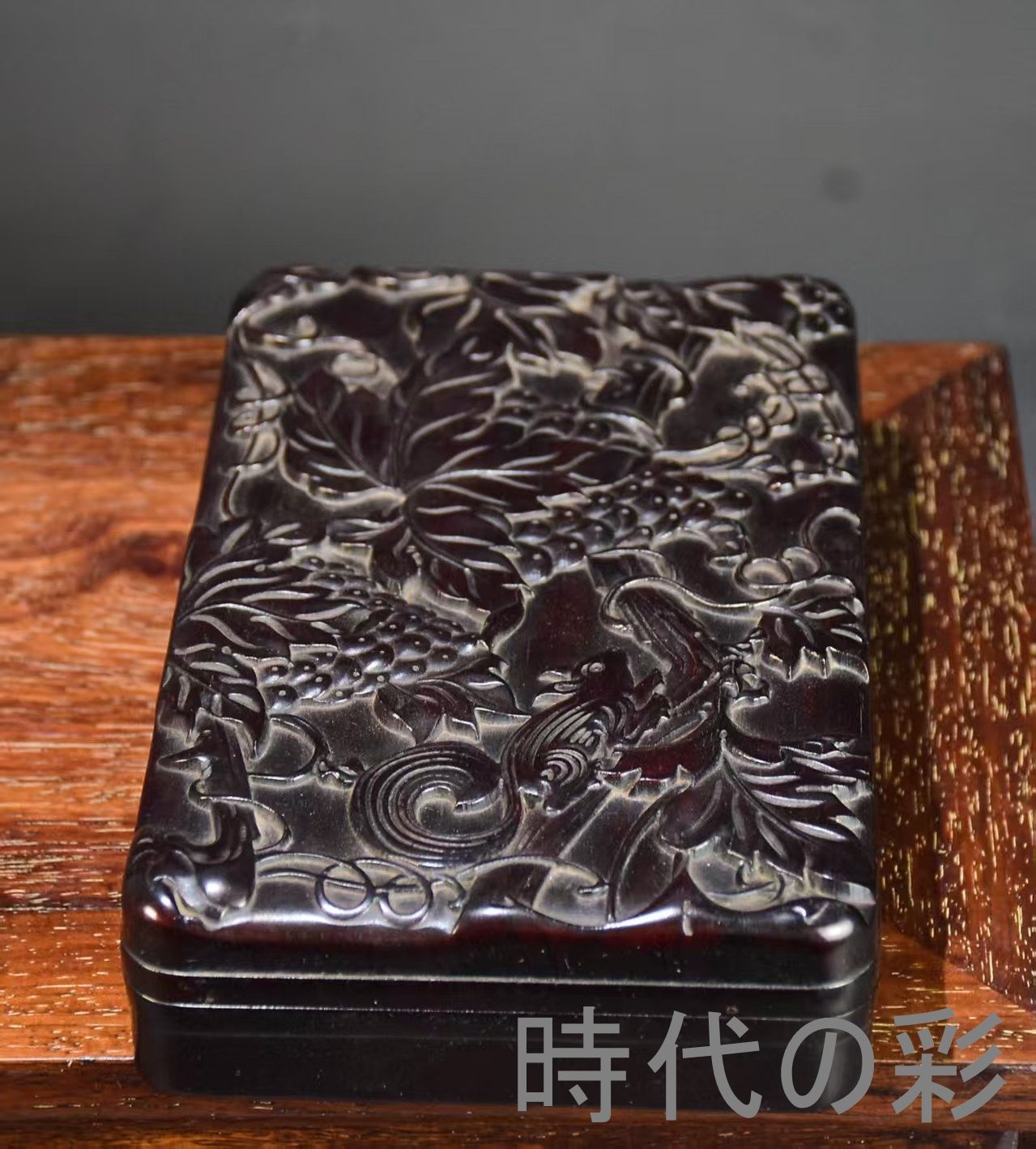 中国古美術 旧家蔵出 血檀木 彫刻 文房用具盒 手作り 細密彫 木製 文房置物 唐物 古玩 古民具 古置物 東洋彫刻 清時代 R07100637