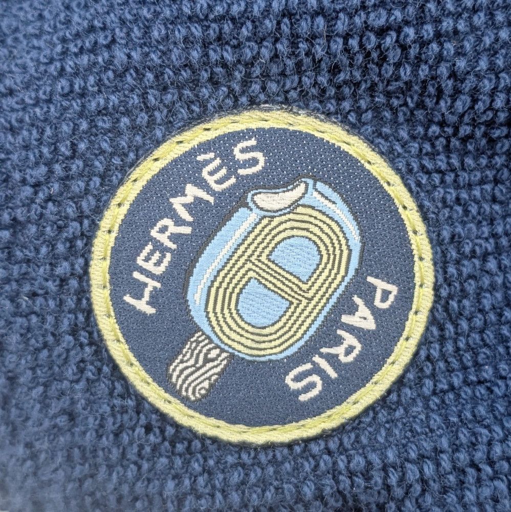 HERMES エルメス キャスケット キャップ ネイビー ロゴ コットン  