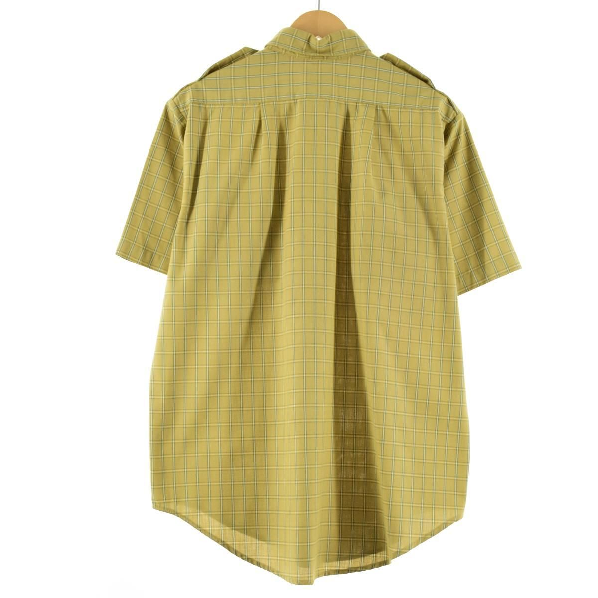Eddie Bauer エディバウワー 70S VINTAGE ヴィンテージ チェック柄 コットン 半袖 サファリシャツ イエロー/グリーン 古着 70年代~ エディーバウアー Eddie Bauer DESERT CLOTH