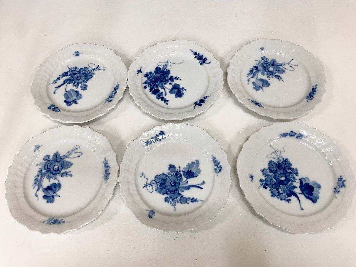 ロイヤルコペンハーゲン ブルーフラワー プレート Royal Copenhagen Blue Fower カーブ 6枚セット 17cm 皿 食器 花柄 他376