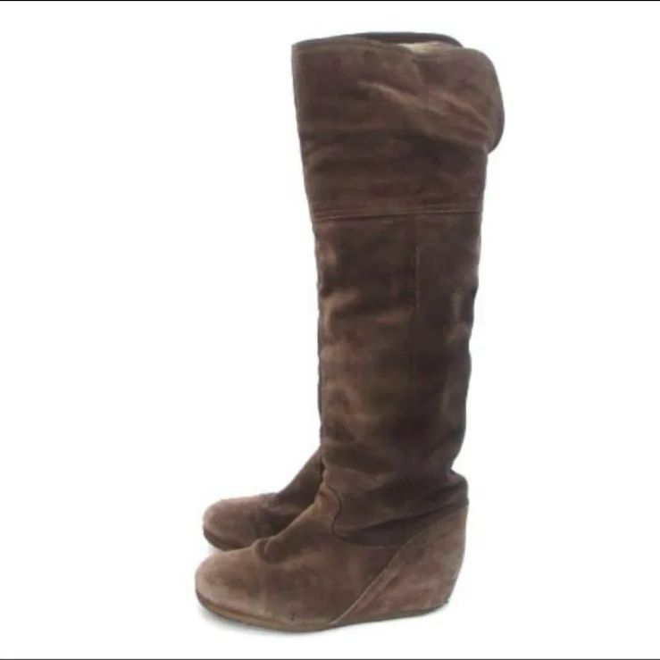 ファビオルスコーニ FABIO RUSCONI ロングブーツ ボア スエード 37 24.0cm相当 ブラウン