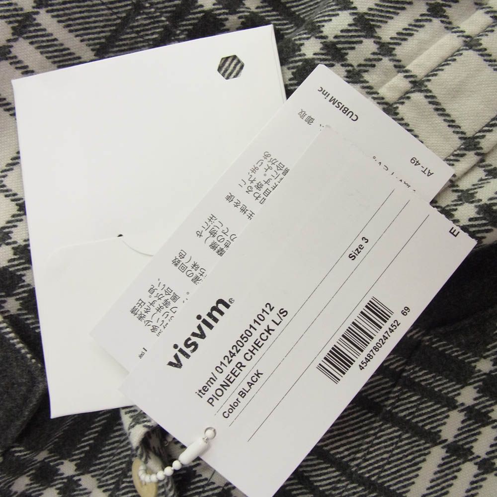 汎用性のある VISVIM ビズビム 24AW 124205011012 PIONEER CHECK L S パイオニア チェック ロングスリーブ 長袖 シャツ ブラック系 3 新古品 値頃感