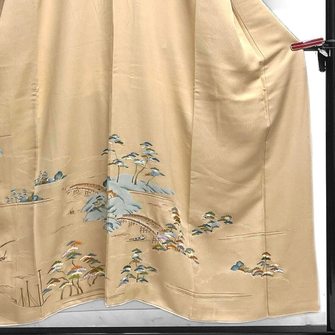 野口彦太郎 大彦 色留袖 刺繍 風景 渡し舟 屋敷 松 八橋 着物 114a d 